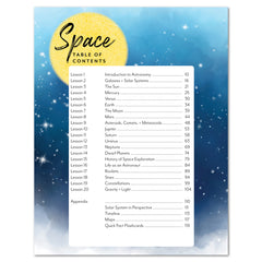 Space homeschool unit study print student workbook Teacher's Guide table of contents 