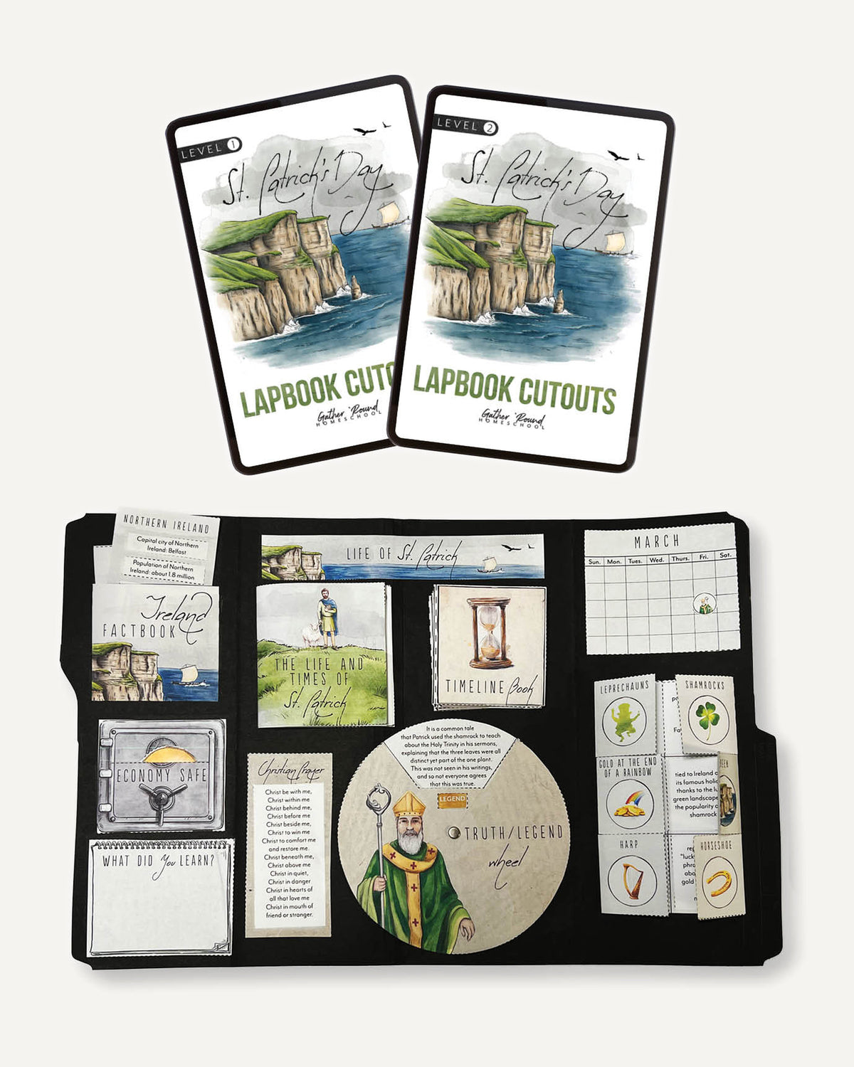 St. Patrick's Day homeschool unit study, digital lapbook with Teacher's Guide