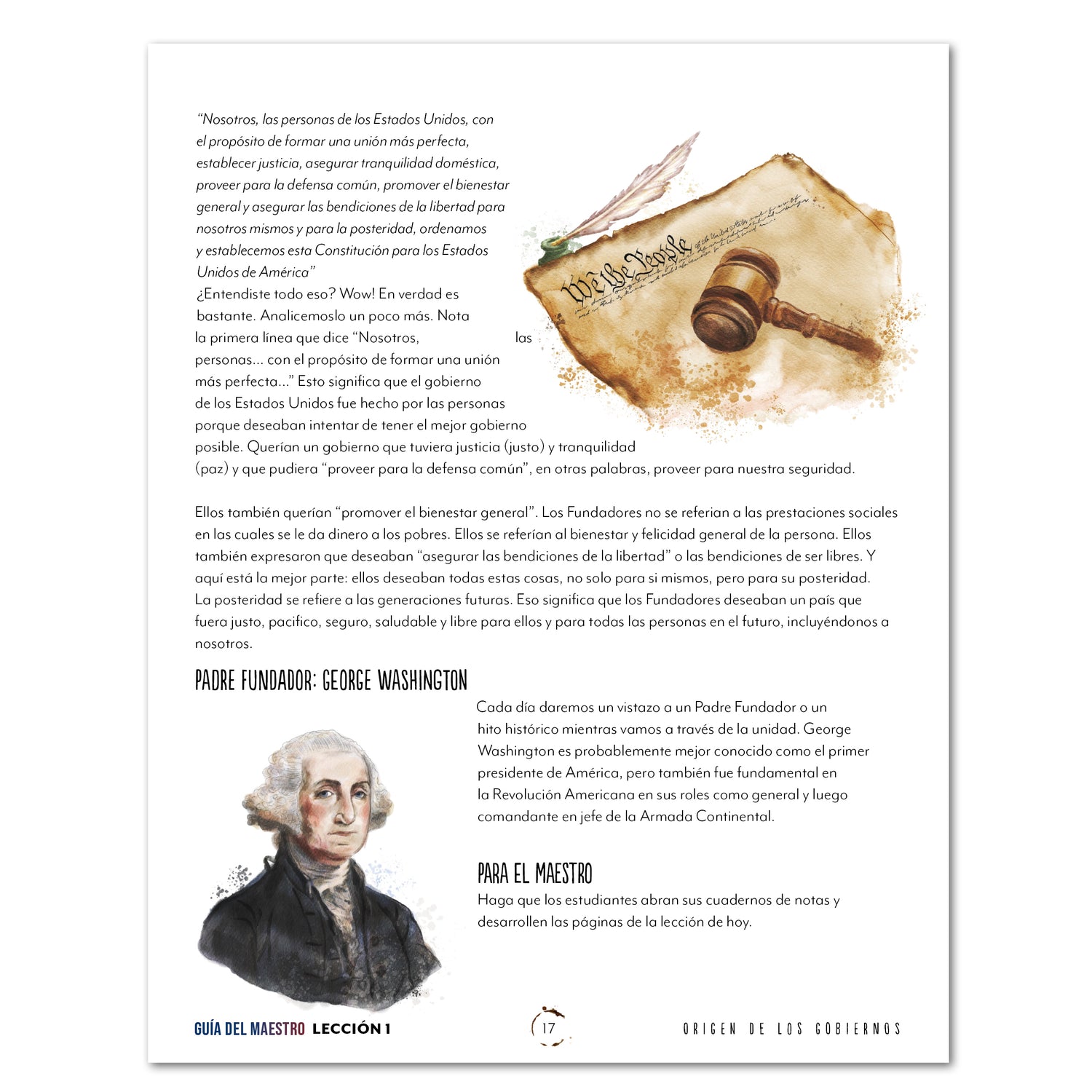 US Government Spanish Edition Homeschool Unit Study Digital Download Teacher's Guide Lesson 1 Part 2