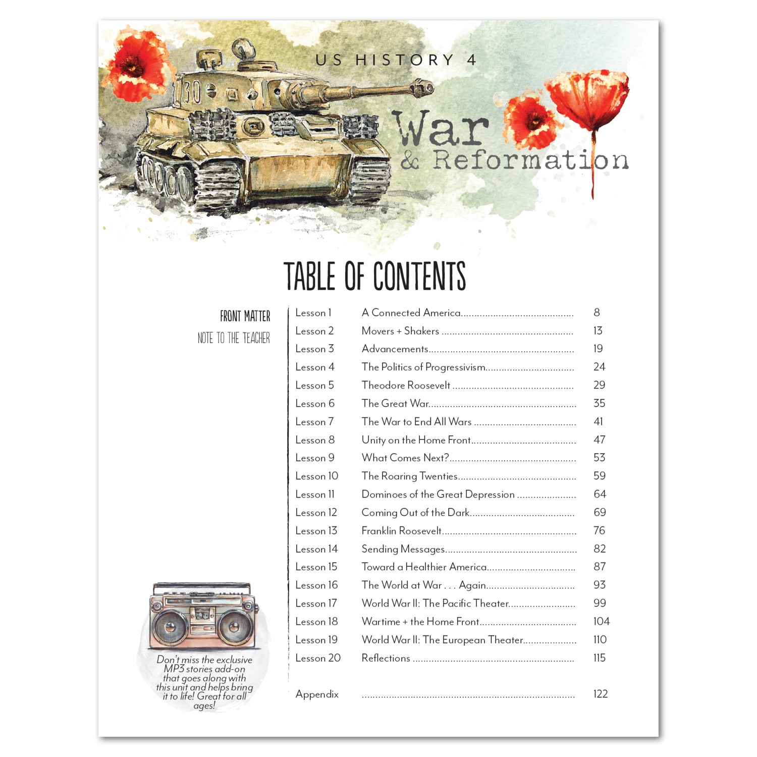 US History 4: War & Reformation: 1900-1945 Homeschool Unit Study Printed Teacher's Guide Table of Contents
