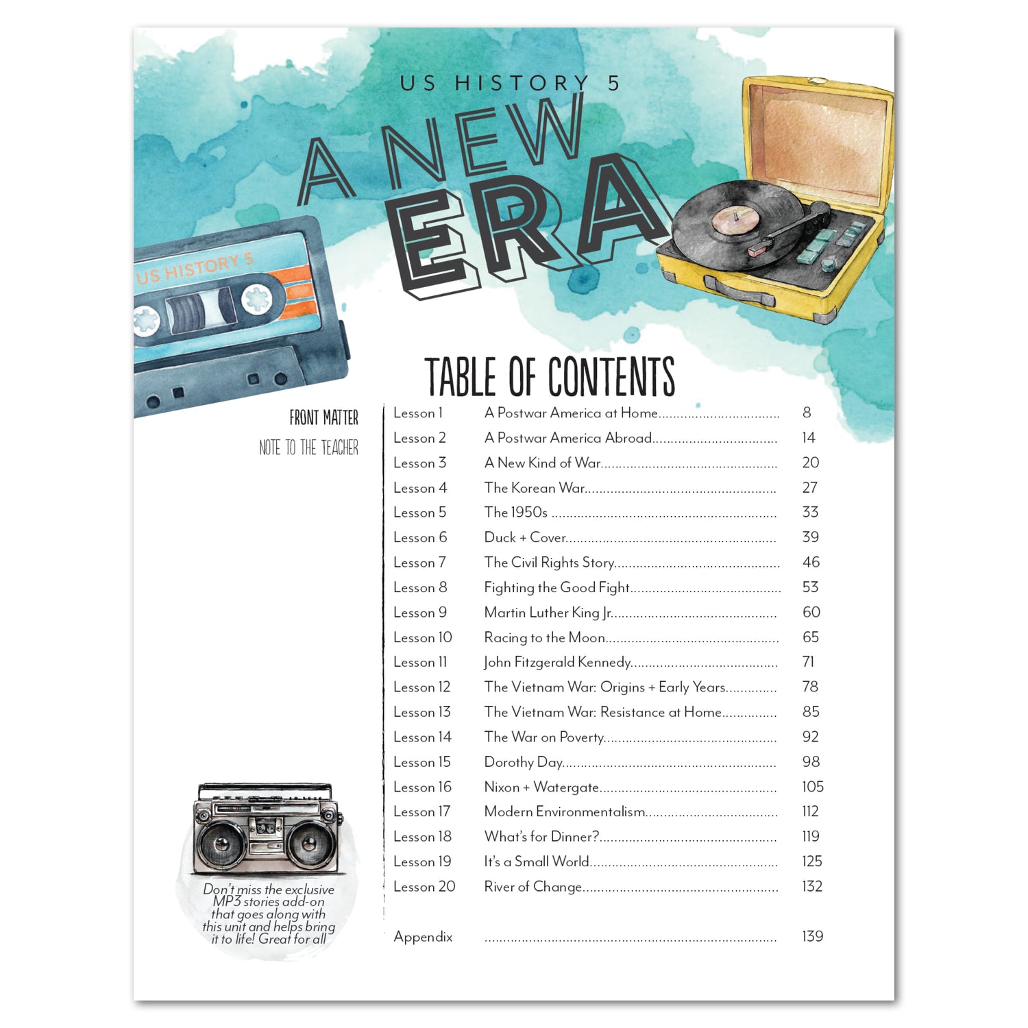 US History 5: A New Era: 1946-1975 Homeschool Unit Study Printed Teacher's Guide Table of Contents