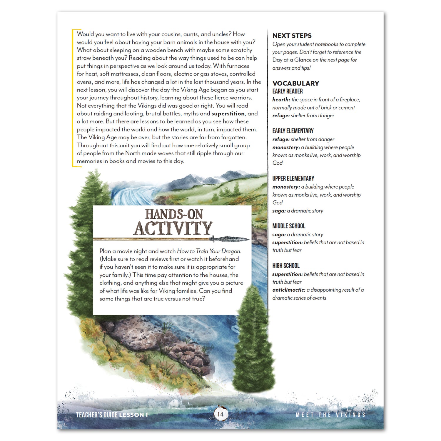 Vikings Homeschool Unit Study Printed Teacher's Guide Lesson 1 Meet the Vikings Part 2