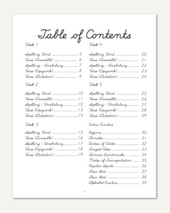 Africa homeschool unit study Digital Cursive Book Table of Contents