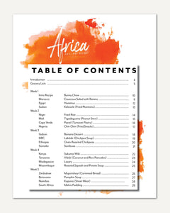 Africa homeschool unit study Digital Recipe Book Table of Contents