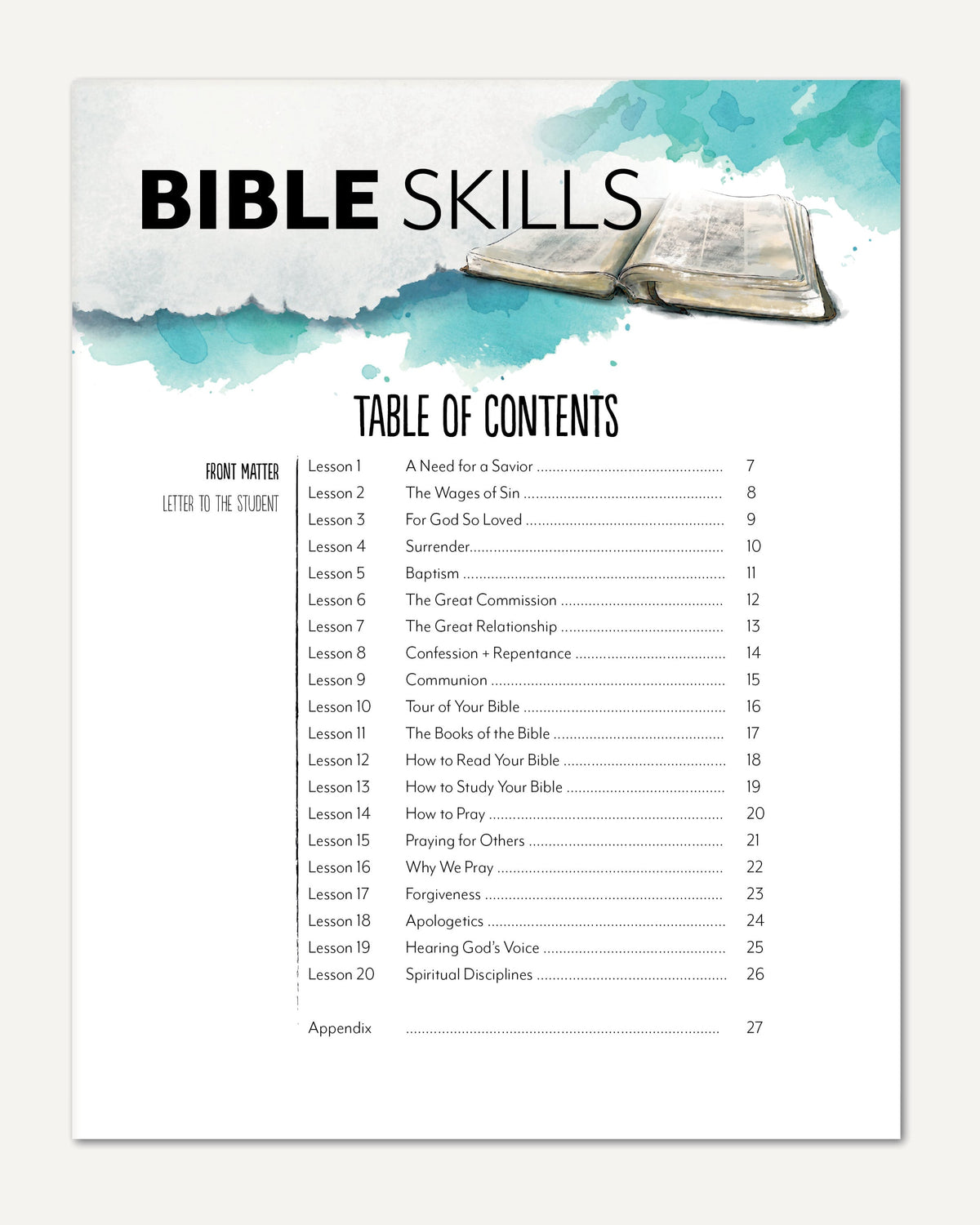 Bible Skills (Digital Download FREEBIE) homeschool unit study, digital Table of Contents