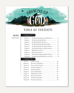 Growing Up with God Homeschool Unit Study Printed Teacher's Companion Table of Contents Levels 1-2