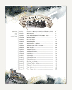 Middle Ages homeschool unit study digital student lapbook table of contents
