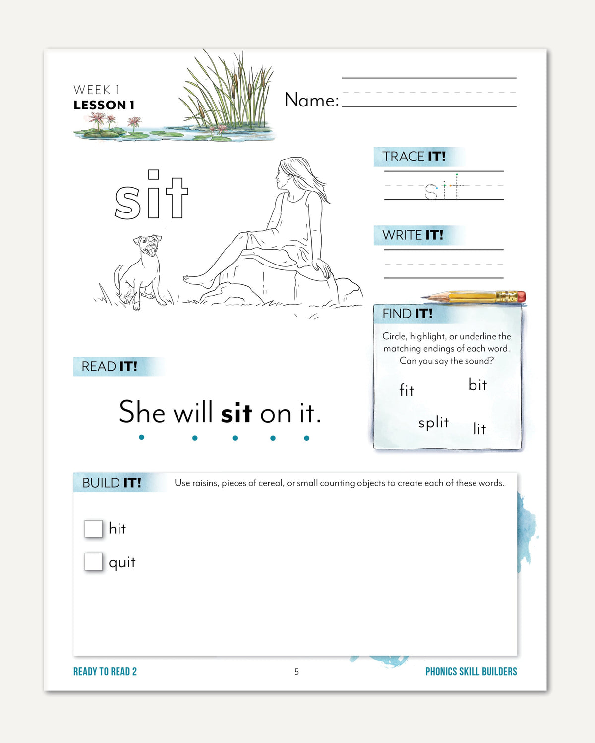 Ready to Read 2 At The Pond Homeschool Unit Study Digital Phonics Skill Builders Week 1 Lesson 1