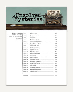 Unsolved Mysteries Homeschool Unit Study Printed Teacher's Guide Table of Contents