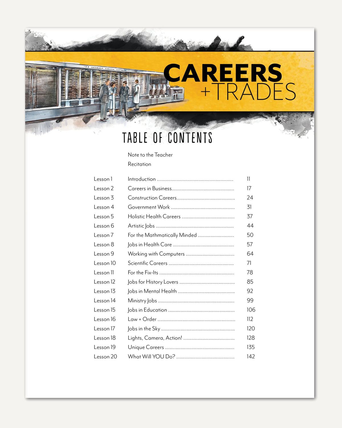 Careers + Trades Homeschool Unit Study Digital Teacher's Guide Table of Contents