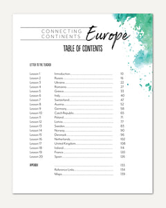 Europe homeschool unit study printed teacher's guide table of contents