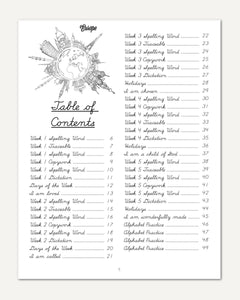 Europe homeschool unit study digital cursive student workbook table of contents