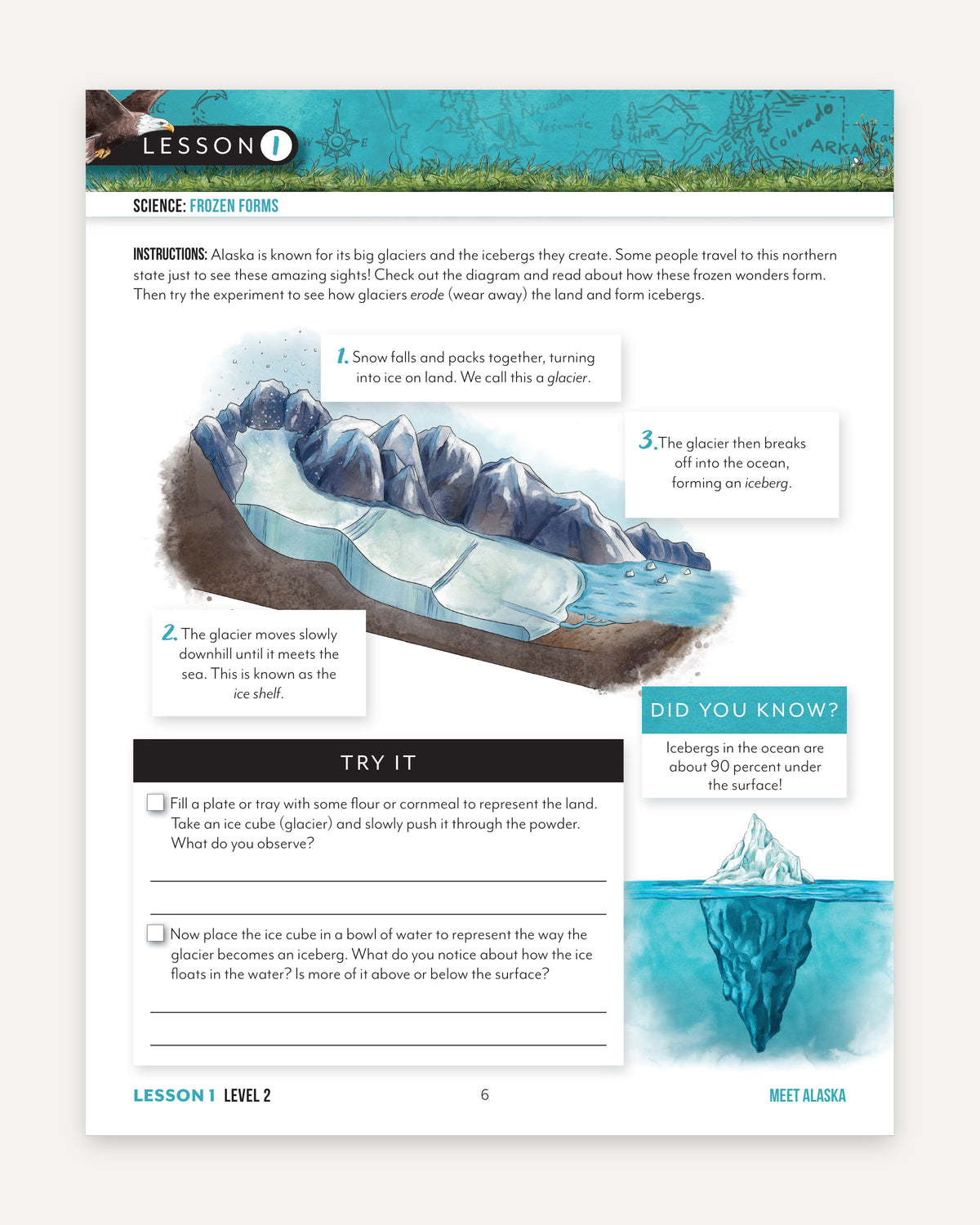 Alaska Fifty States Homeschool Unit Study Digital Level 2 Student Book Sample Page (page 6)