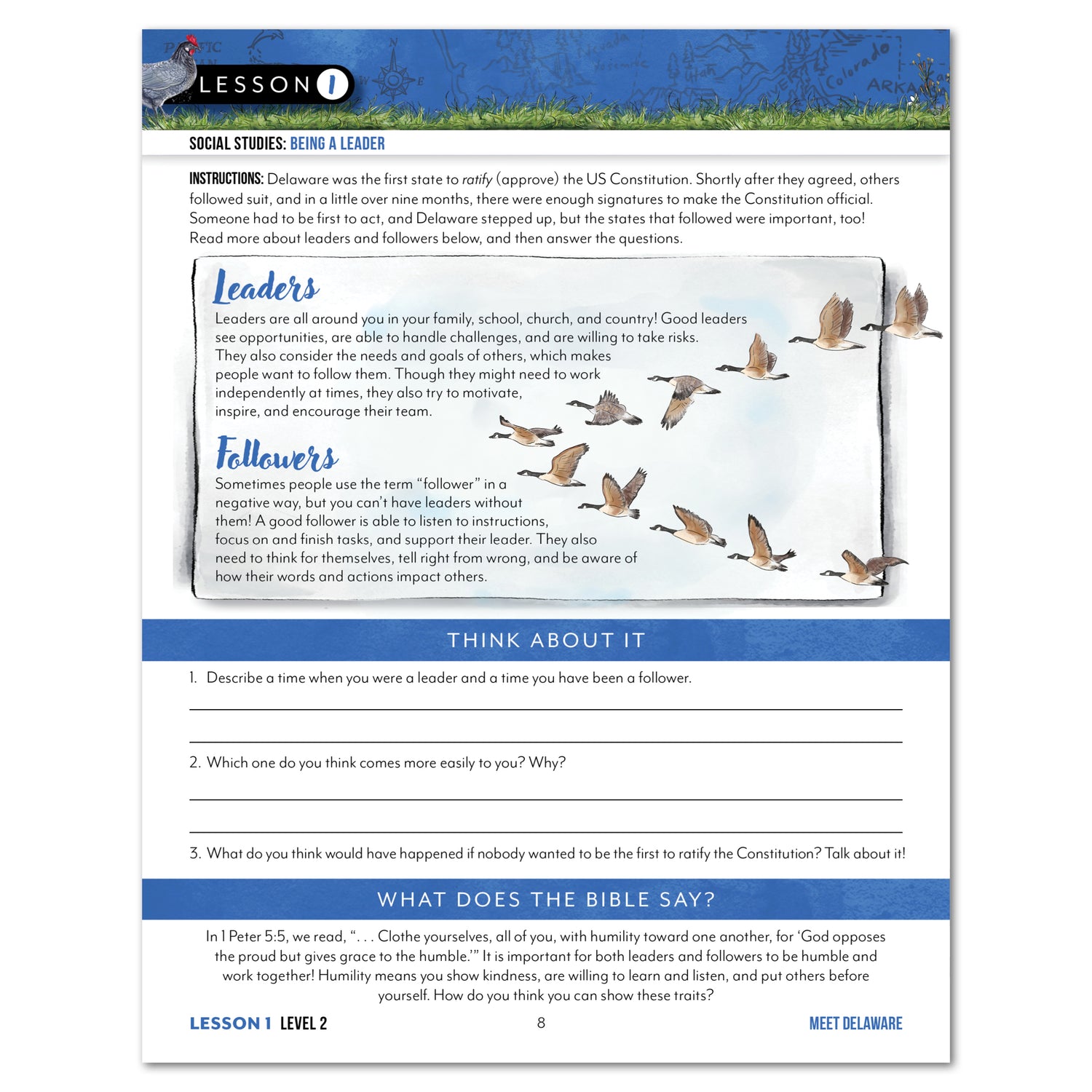 Delaware Fifty States Homeschool Unit Study Digital Student Book Level 2 Lesson 1 Page