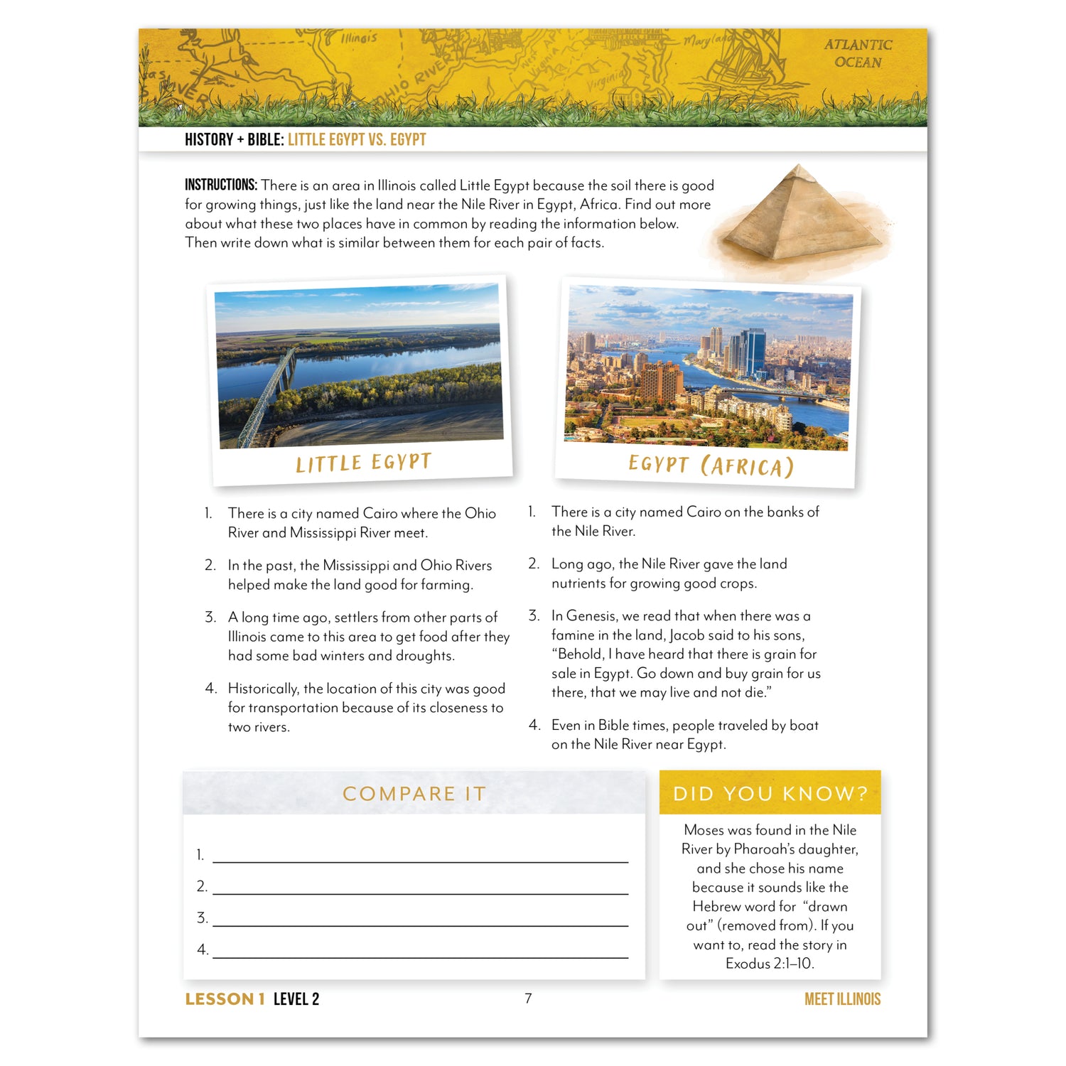Illinois Fifty States Homeschool Unit Study Digital Student Book Level 2 Lesson 1 Page