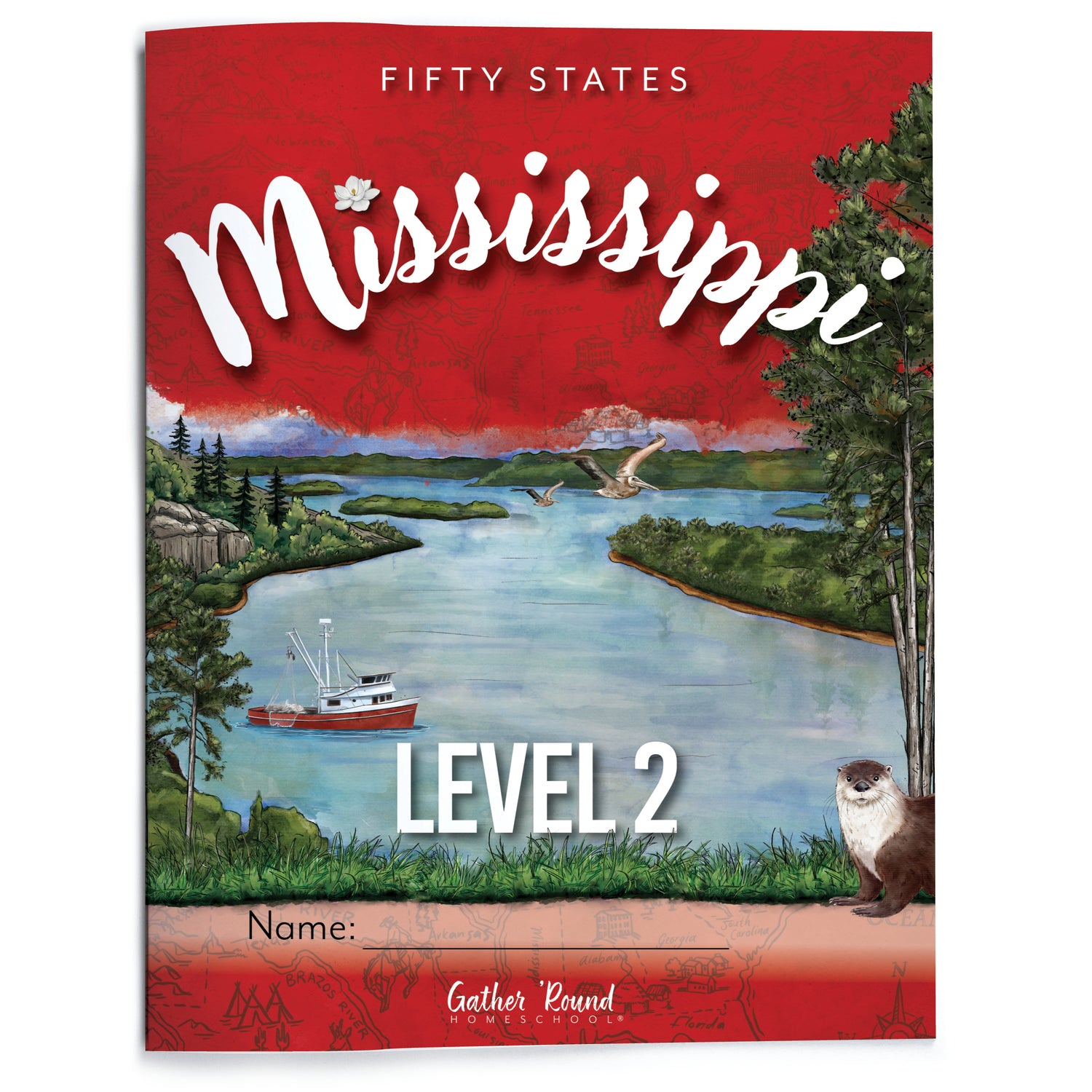 Cover of Mississippi Level 2 with image of river, greenery, and wildlife.