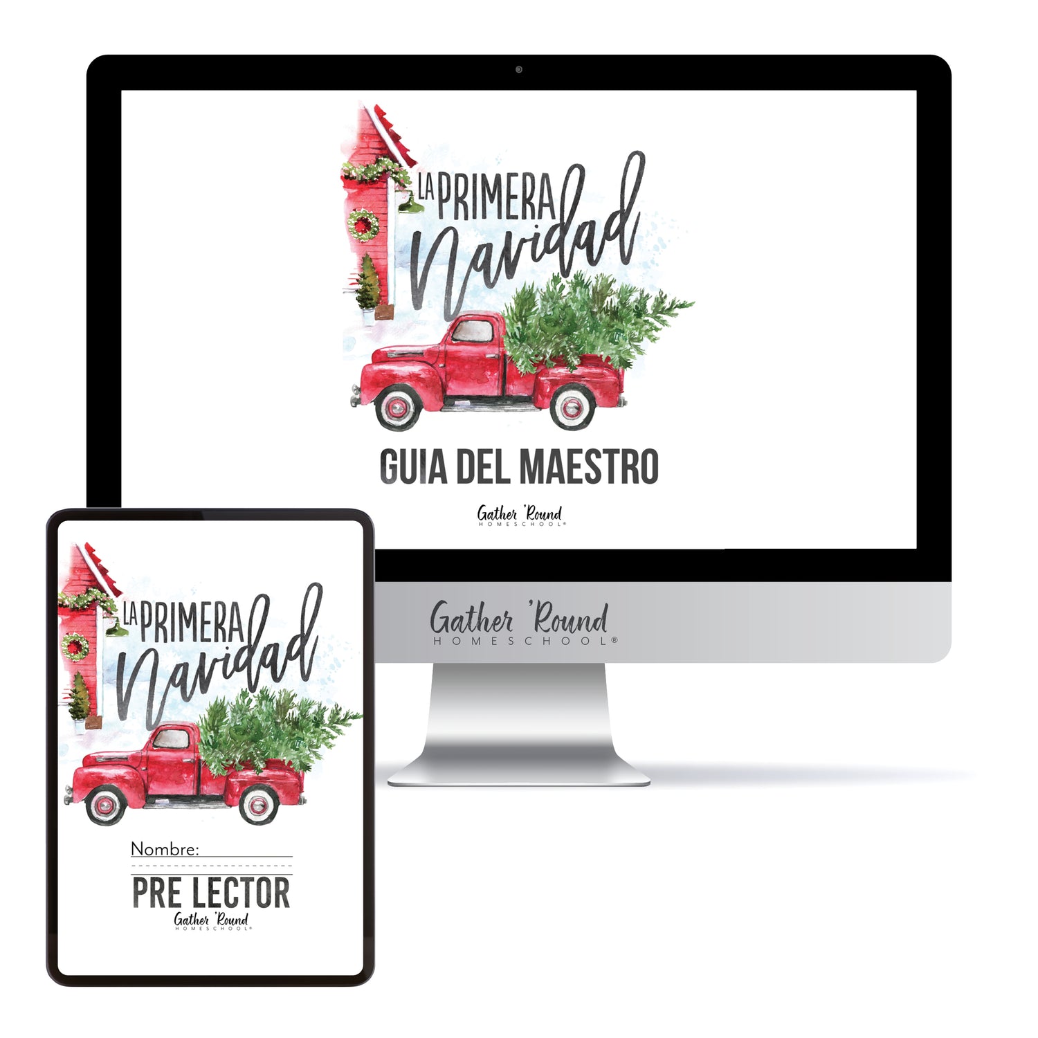 First Christmas homeschool unit study digital in Spanish Student workbook in pre-reader with teacher's guide combo