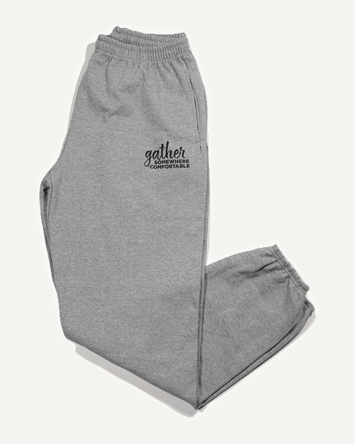 Gathered Somewhere Comfortable Sweatpants (gray) homeschool unit study, printed product image