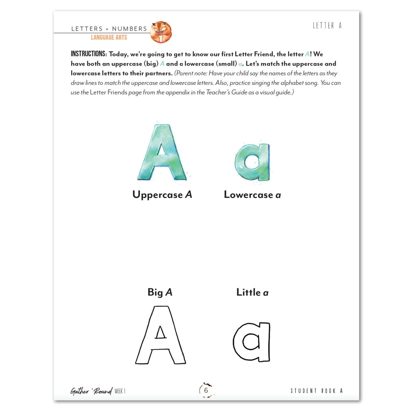 Letters + Numbers 1 In The Forest Homeschool Unit Study Digital Student Book A Week 1 Letter Aa