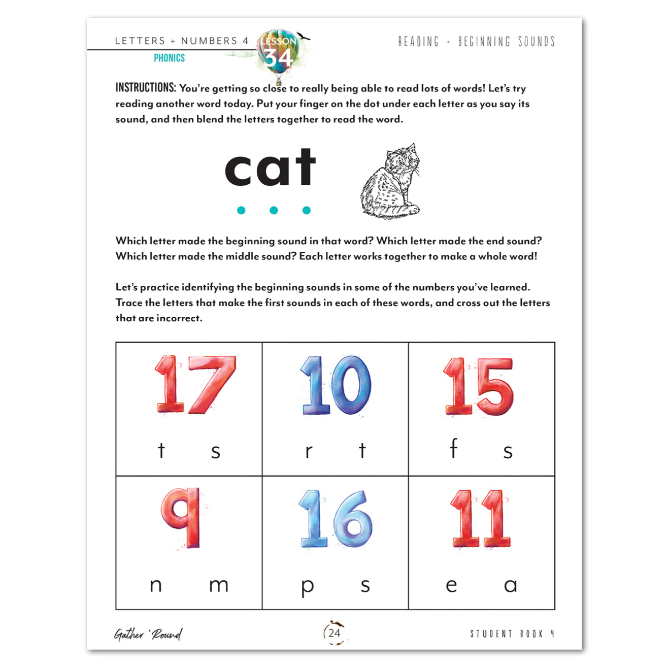 Letters + Numbers 4 In The Air Digital Printed Student Book 4 Phonics Reading and Beginning Sounds