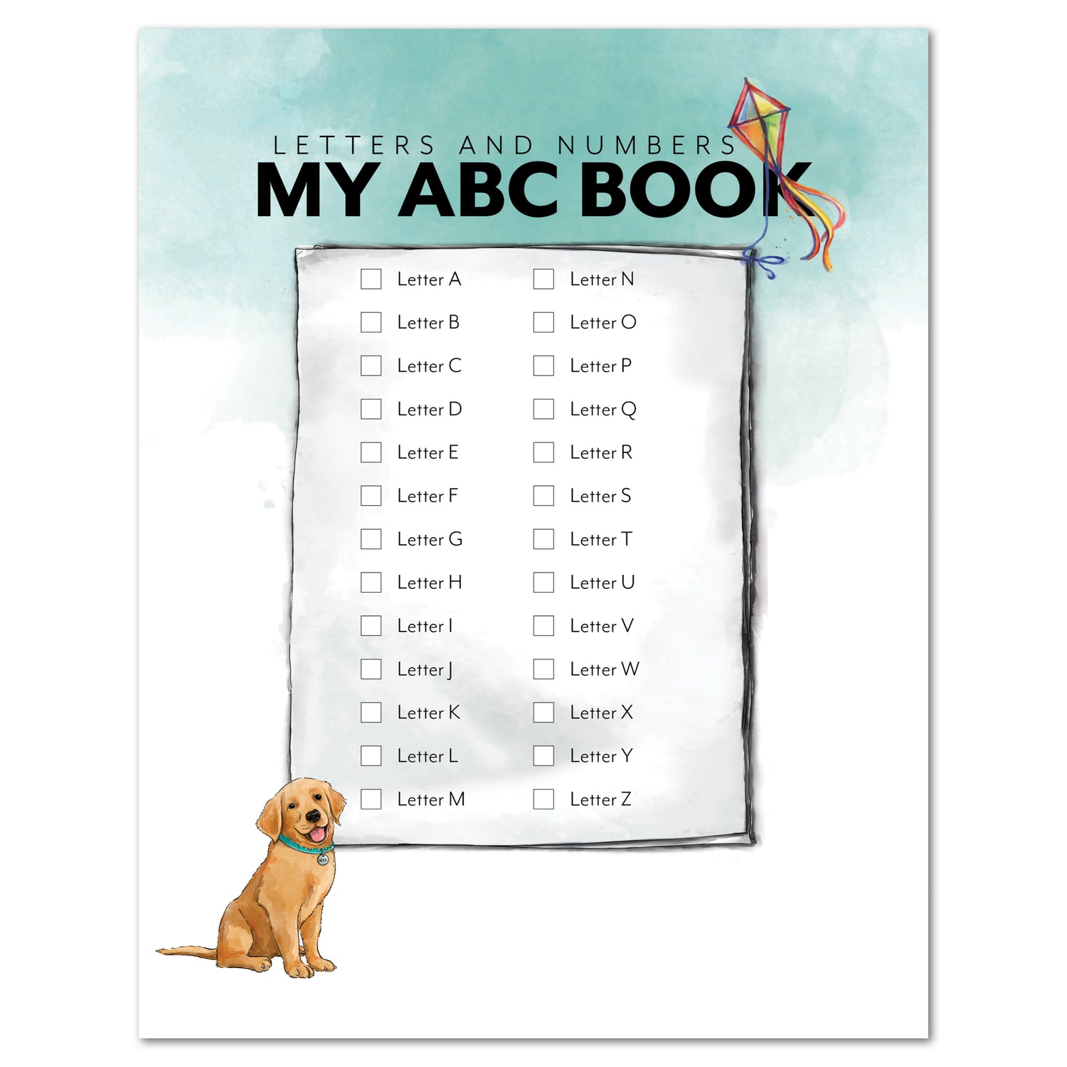Letters + Numbers Printed Expansion Pack My ABC Book Alphabet Checklist