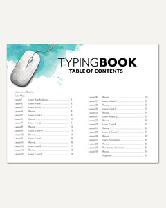 Typing Book Homeschool Unit Study Printed Student Book Table of Contents