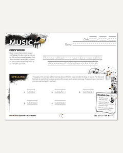Music homeschool unit study digital student seatwork journal in cursive for early reader lesson one