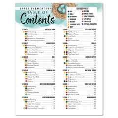 North American Birds part two homeschool unit study printed student workbook table of contents par one upper elementary
