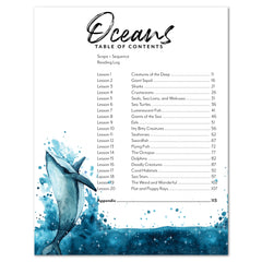 Oceans homeschool unit study digital student workbook table of contents