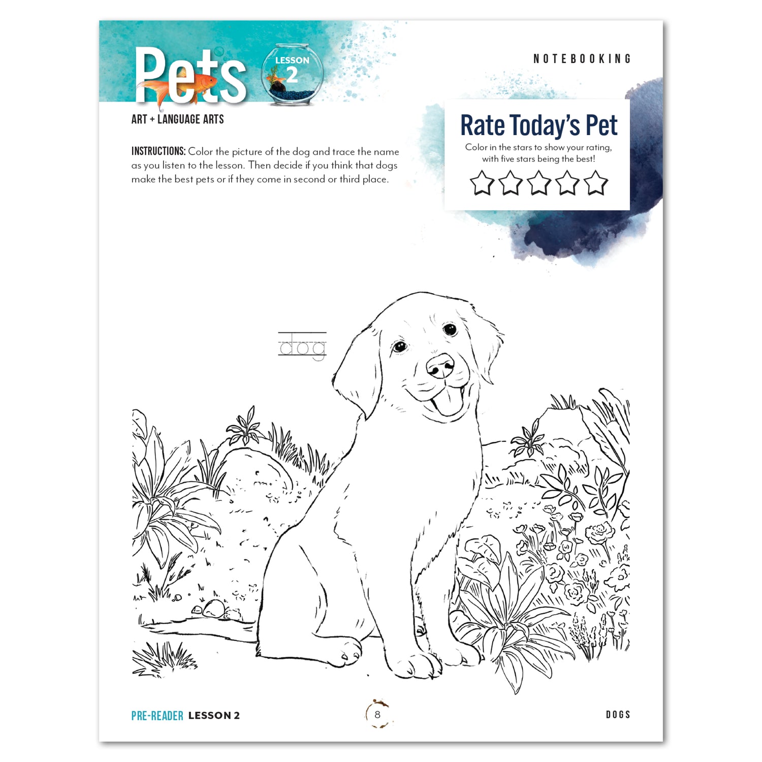 Pets homeschool unit study print student workbook pre-reader notbooking worksheet