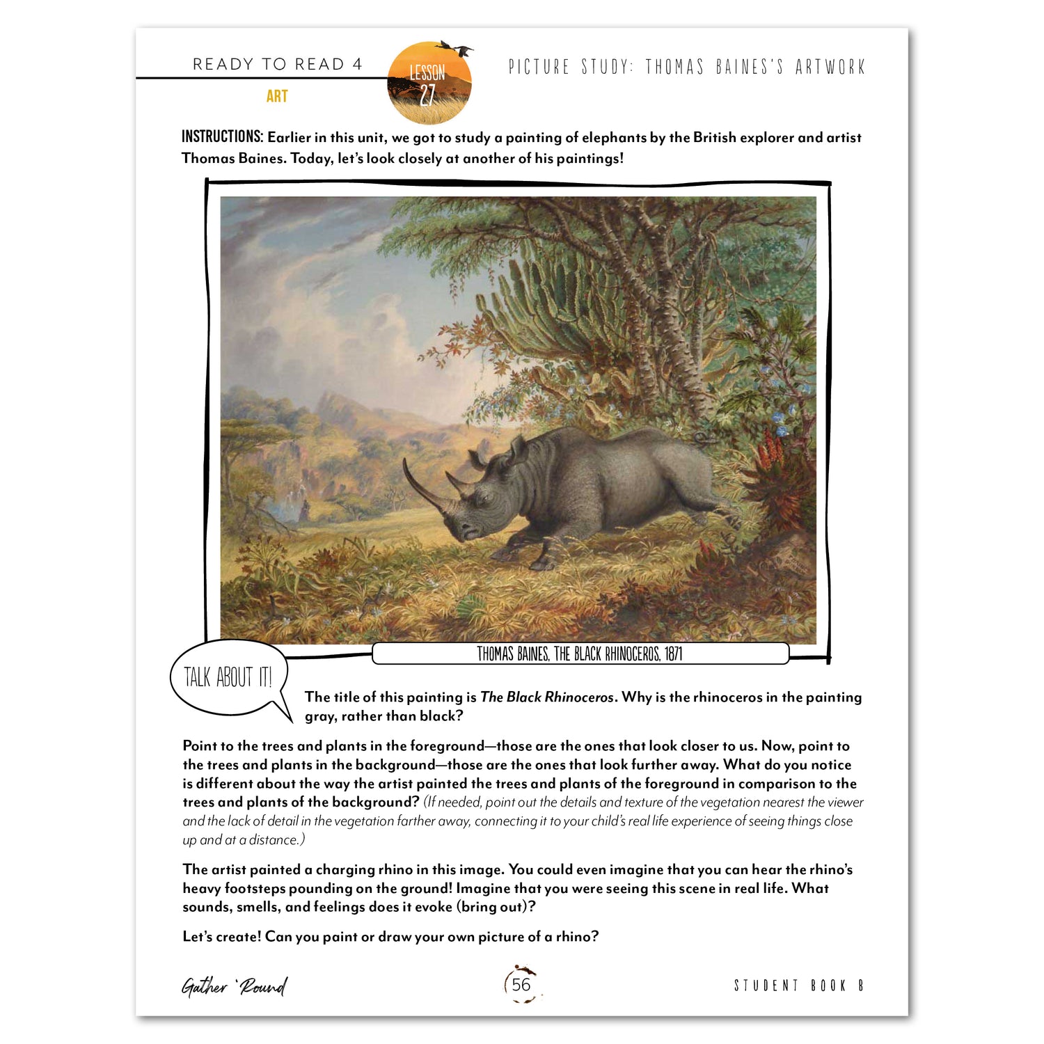 Ready to Read 4 On The Savannah Homeschool Unit Study Printed Bundle Student Book B Lesson 27 Art Picture Study