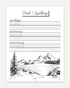 Artist Homeschool Unit Study Cursive Book Week 1 Spelling