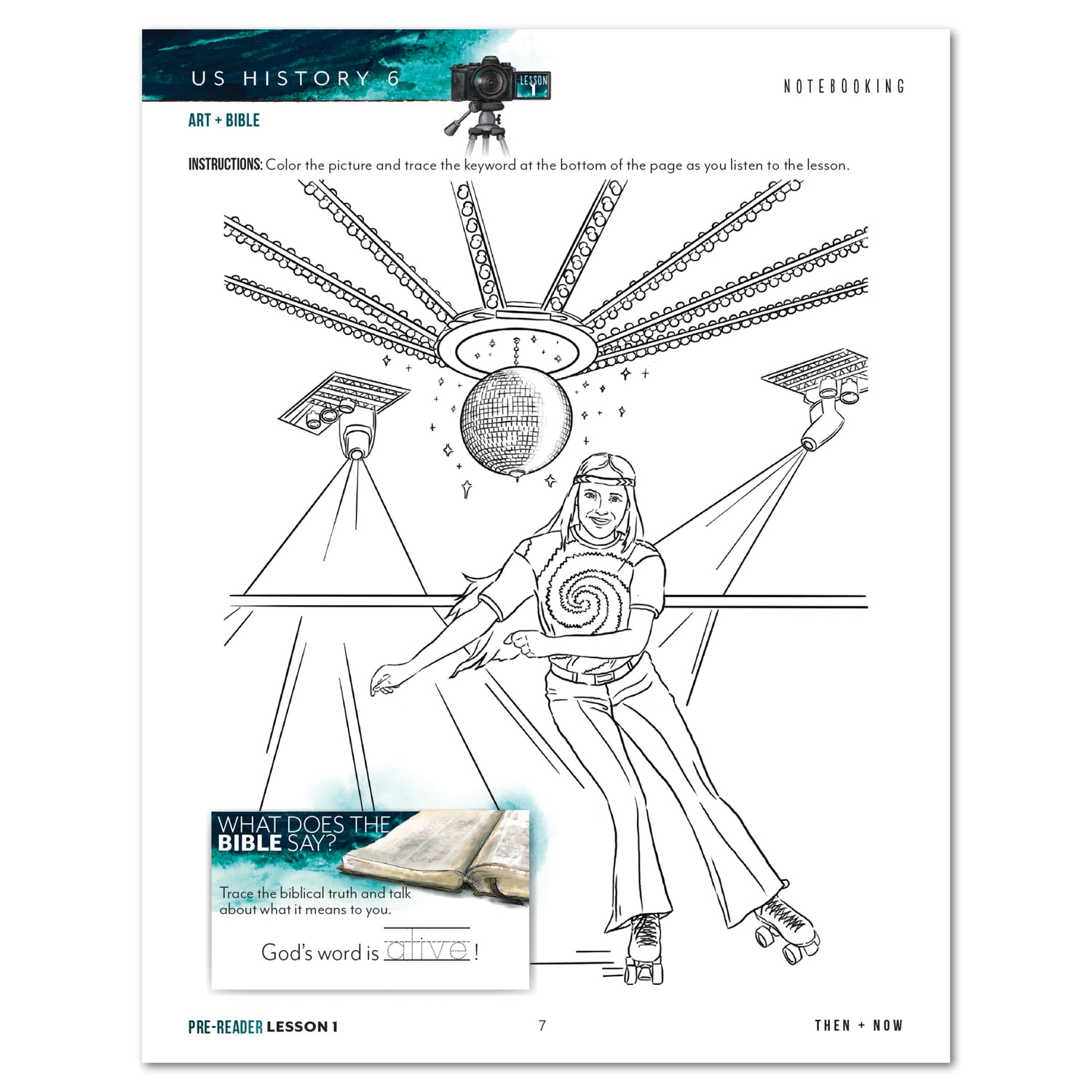 US History 6: History of Tomorrow Homeschool Unit Study Printed Pre-Reader Student Book Lesson 1 Notebooking