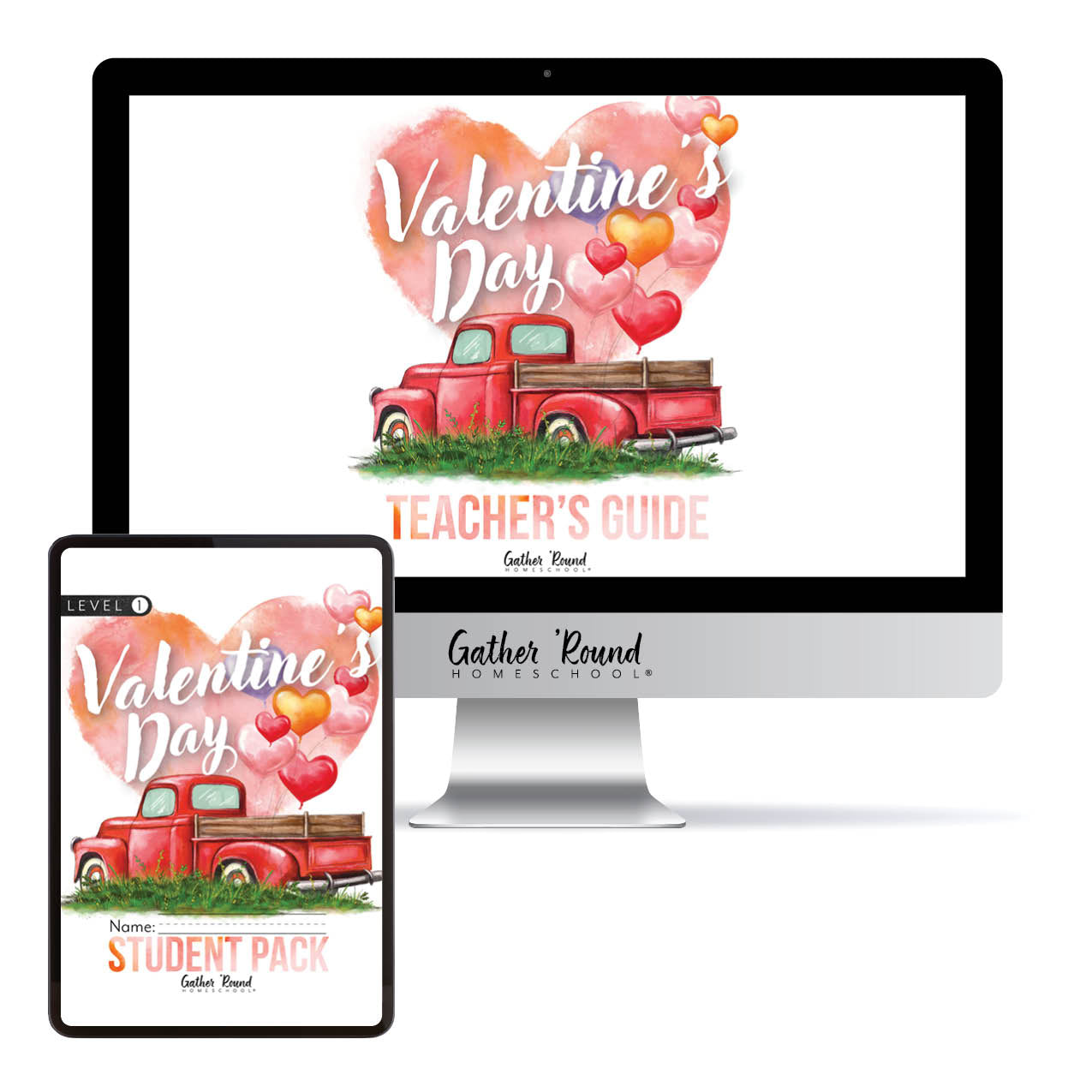 Valentine's Day Homeschool Unit Study Digital Download Bundle Teacher's Guide and Level 1 Student Pack