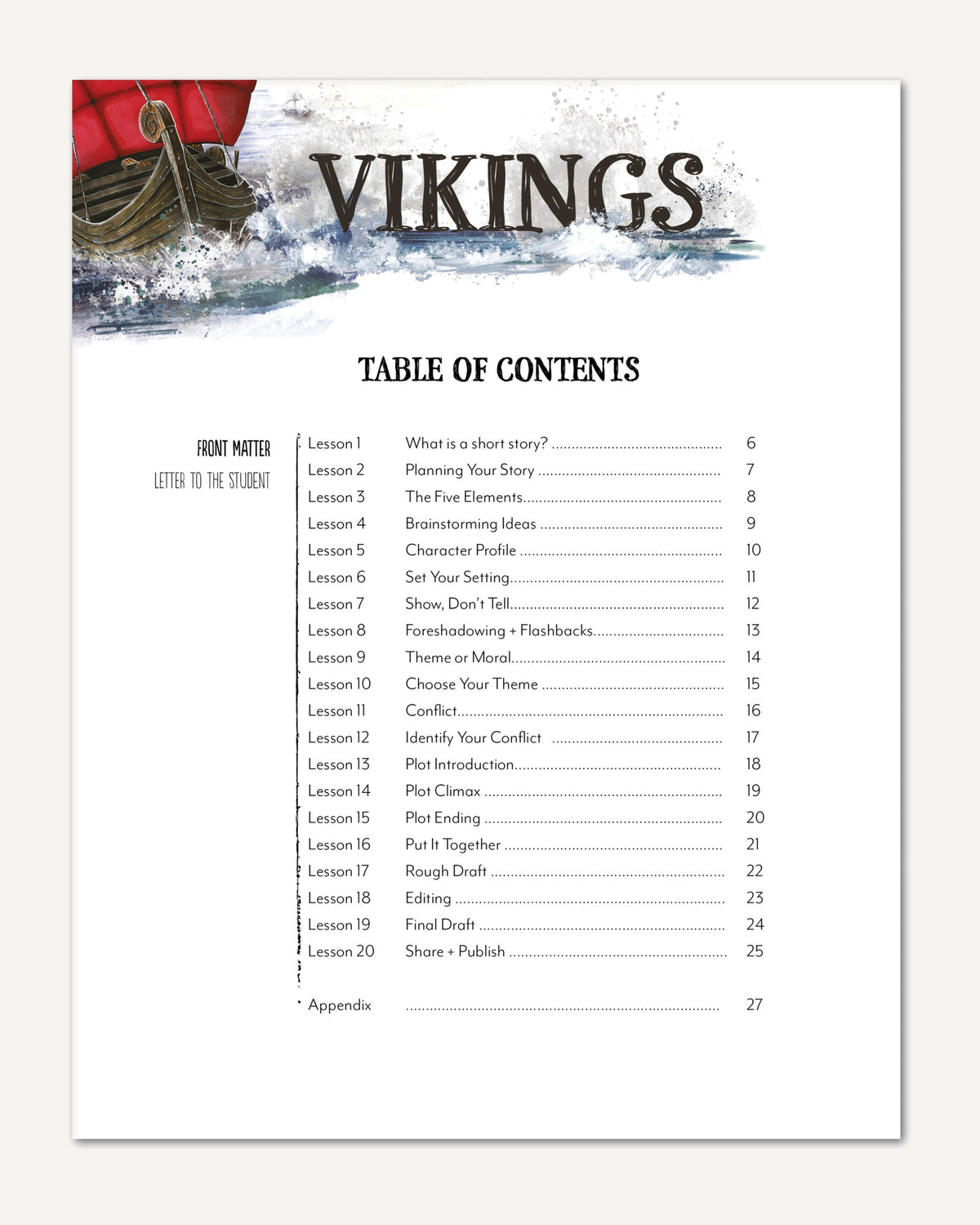 Vikings Homeschool Unit Study Digital Lapbook Table of Contents