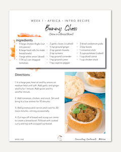 Africa homeschool unit study Digital Recipe Book Week 1 Bunny Chow