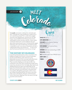 Colorado Fifty States Homeschool Unit Study Digital Teacher's Guide Lesson 1 Part 1