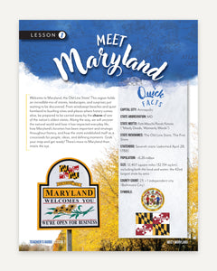 Fifty States: Maryland homeschool unit study, digital Teacher's Guide Sample Page