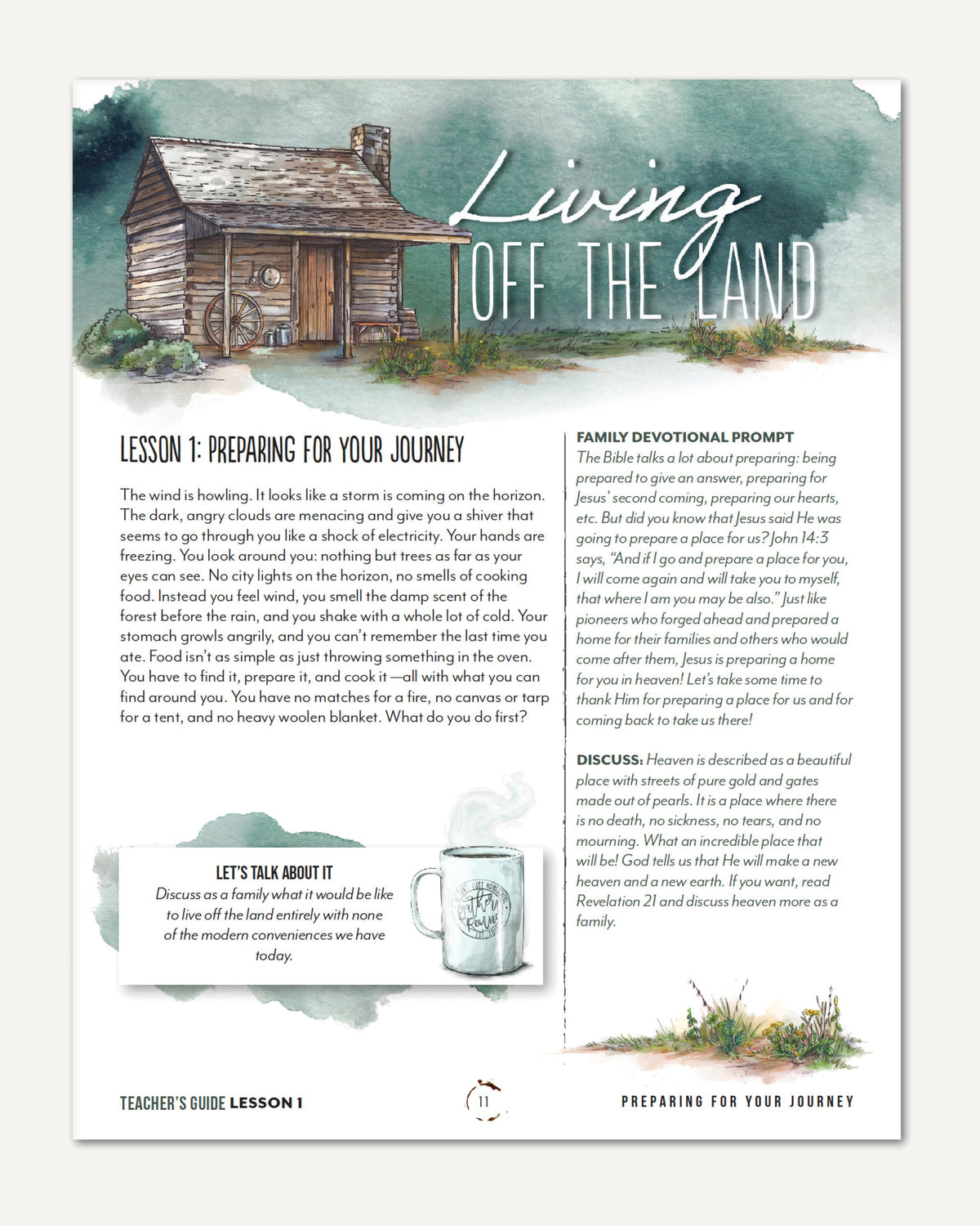 Living Off the Land homeschool unit study digital Teacher's Guide lesson part one