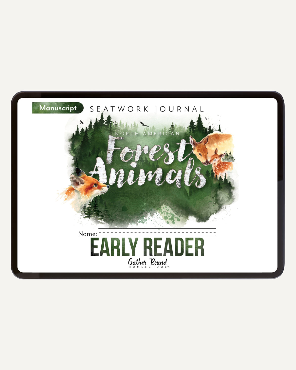 North American Forest Animals homeschool unit study digital student seatwork journal in manuscript for early reader