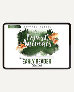 North American Forest Animals homeschool unit study digital student seatwork journal in manuscript for early reader