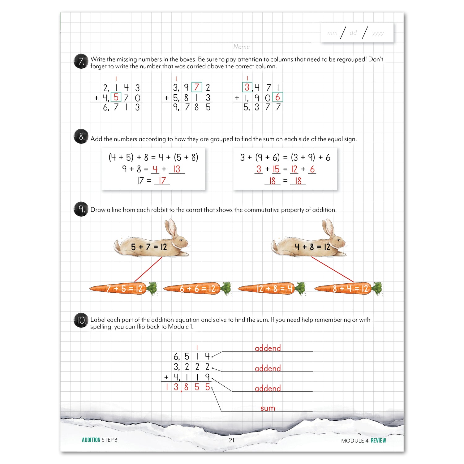 Modular Math Addition Step 3 Printed Module 4 Review Answer Key Page Homeschool Unit
