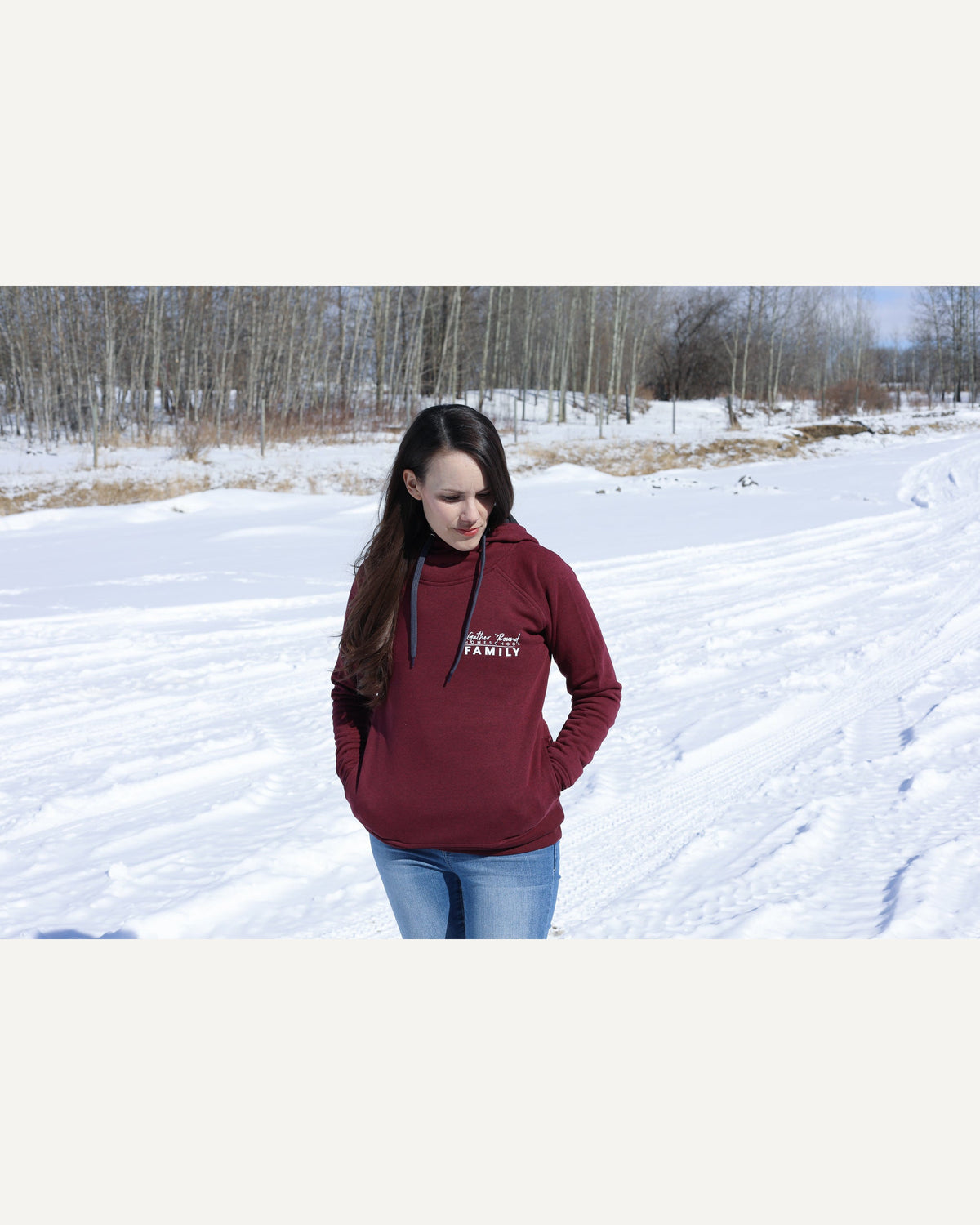 Gather 'Round Vintage Hoodie (Cardinal Heather) homeschool unit study, printed product image