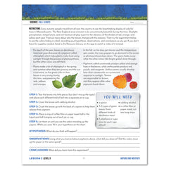 Educational worksheet on fall leaves with text and illustrations