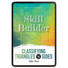 Digital book cover of 'Skill Builder: Classifying Triangles by Sides' by Gather Round Homeschool on a white background