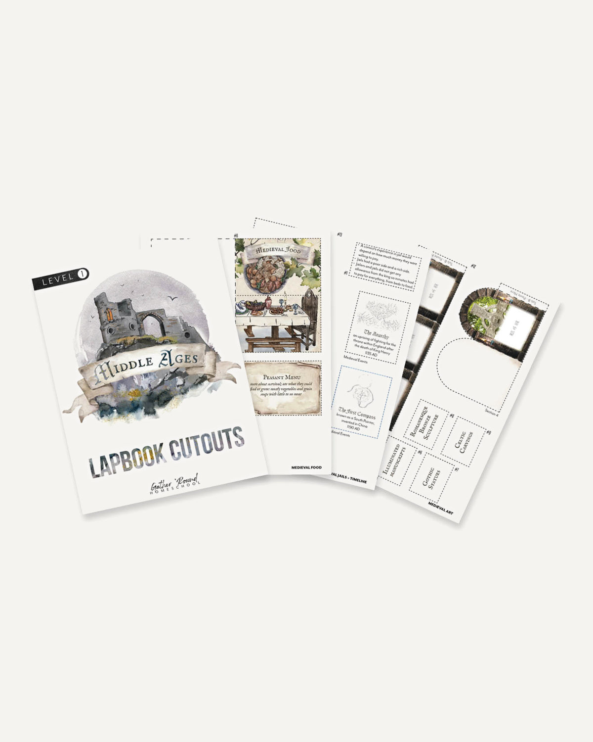 Middle Ages homeschool unit study digital student lapbook cutouts level one