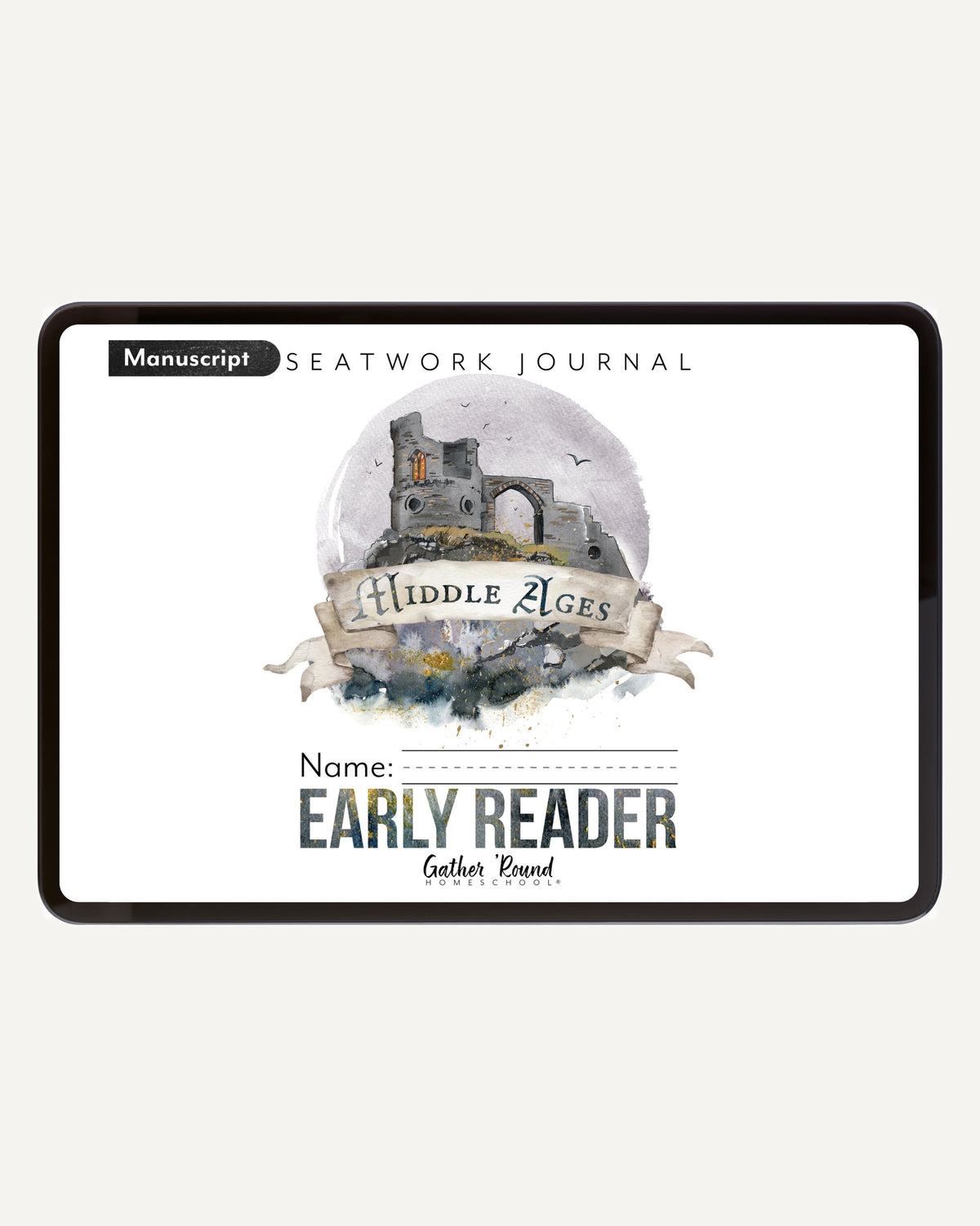 Middle Ages homeschool unit study digital student seatwork book in manuscript for early reader