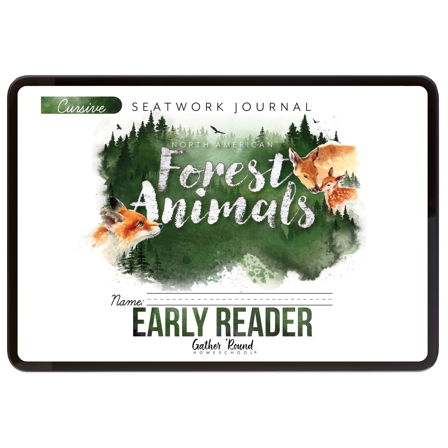 North American Forest Animals homeschool unit study digital student seatwork journal in cursive for early reader