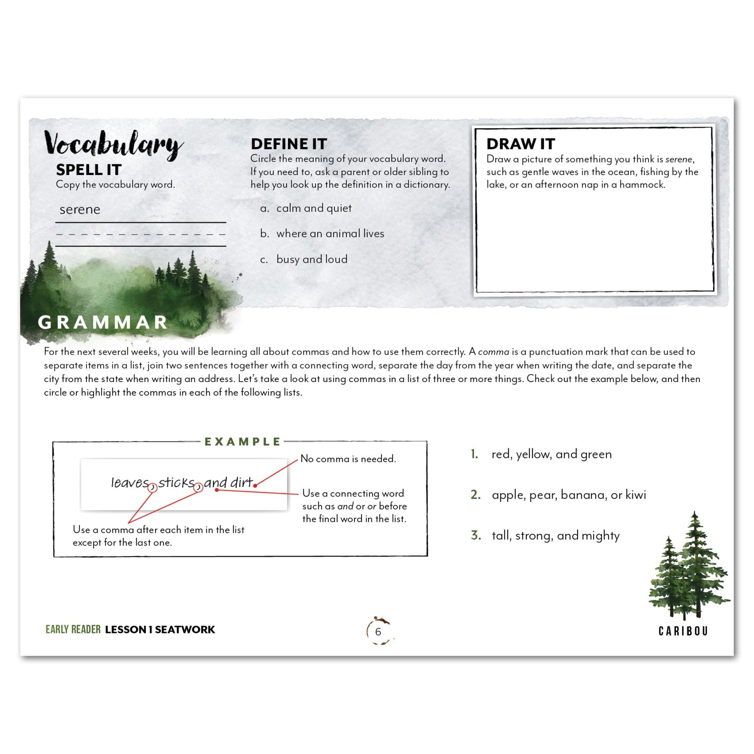 North American Forest Animals homeschool unit study print student seatwork journal in manuscript for early reader lesson one