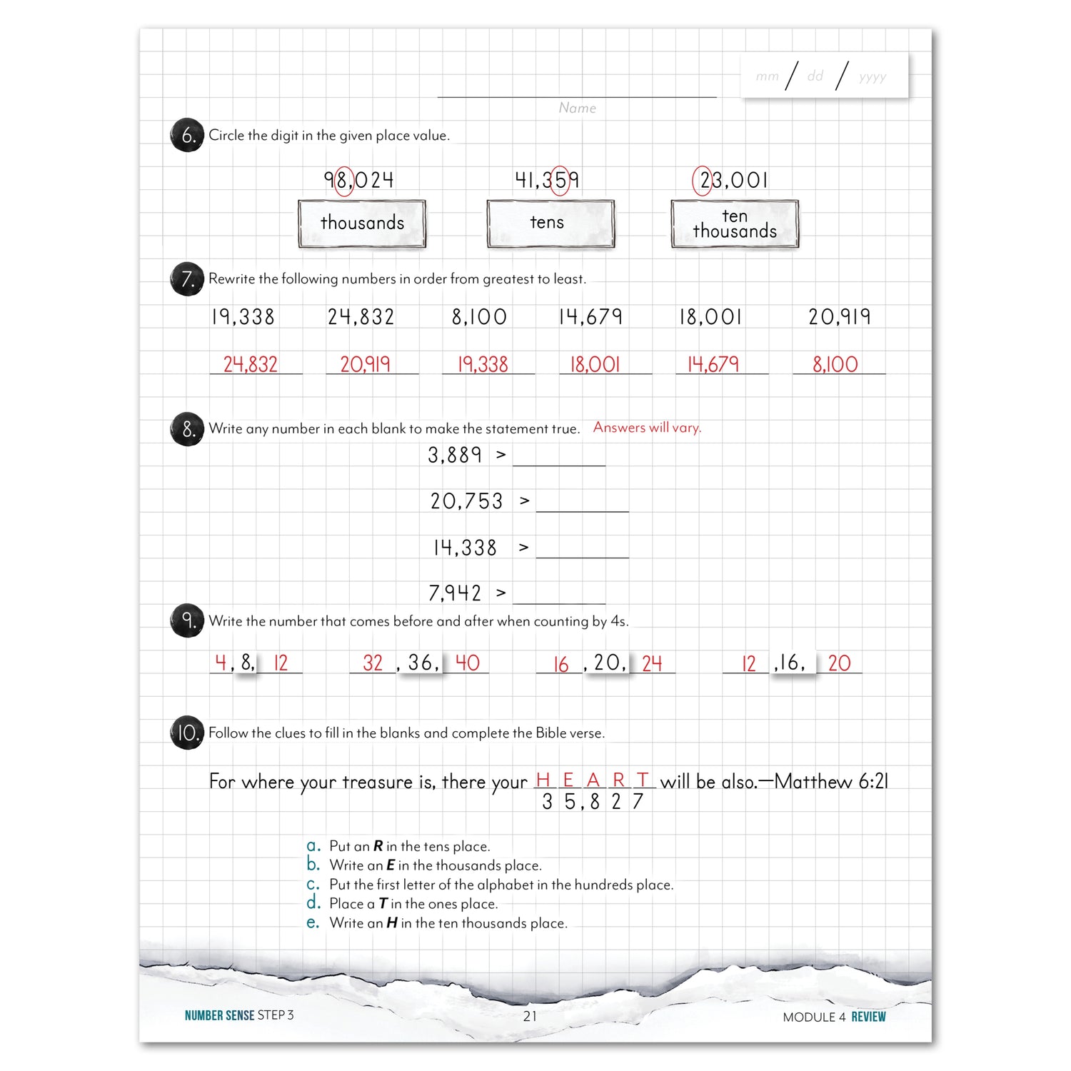 Number Sense Modular Math Step 3 printed book module 4 review